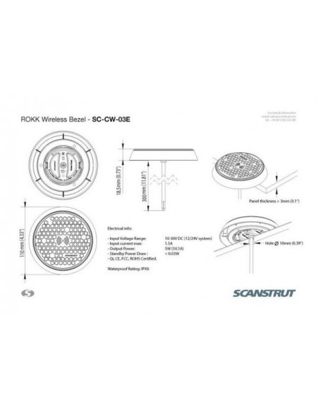 ROKK Waterproof Wireless Charger-Bezel (12/24V)