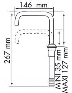 Telescopische uitloop met nylon verstelbare afsluiter. 2