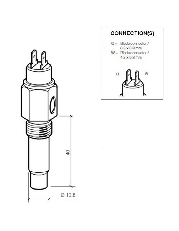 323-803-001-012D VDO Temp. gever 1200C(MV) WC1000 5/8-18NF