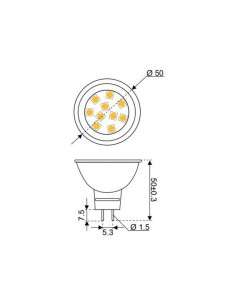 10xSMD-GU5.3 LED 10 10-30V GU5,3 2