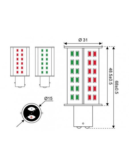 48xSMD-BAY15d LED 36 10-30V BAY15 Duocolor