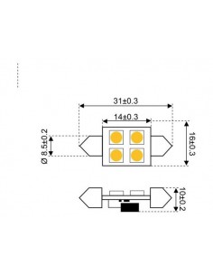 4xSMD-Buis LED 4 FESTOON 10-30V 31MM 2