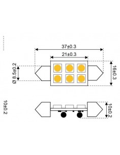 6xSMD-Buis LED 6 FESTOON 10-30V 37MM 2