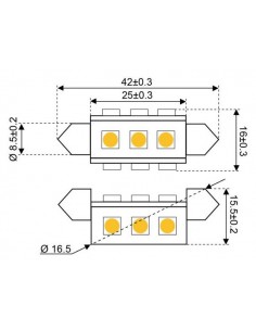 9xSMD-Buis LED 9 FESTOON 10-30V 42MM 2