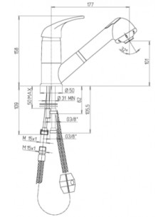 Mengkraan met douchekop 1,2 m slang 2