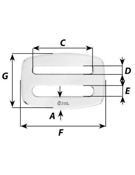 Gesp dubbel RVS 4x42 mm