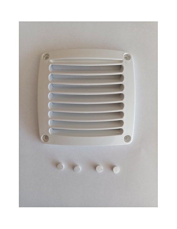 Vierkant ventilatierooster 118x118mm wit