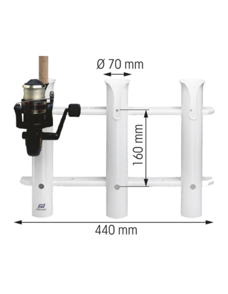 Vishengelstandaard voor spiegelmontage 3 hengels