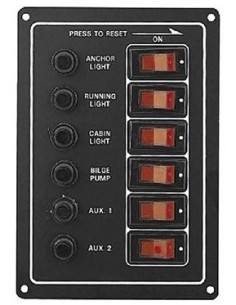 Schakelpaneel geanodiseerd alu. 6 schakelaars vertikaal 2