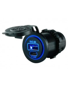 USB stopcontact USB-A 2.4A en USB-C PD 45W snellader