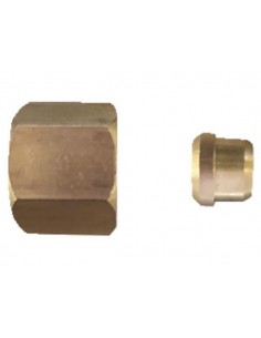 1/4 inch Moer rechts met knelring met Duitse borst 8mm 