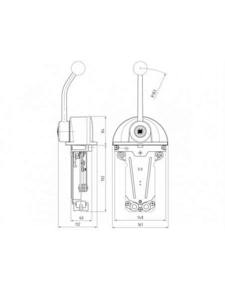 Ultraflex B301CR motorbediening topmontage enkel, chroom