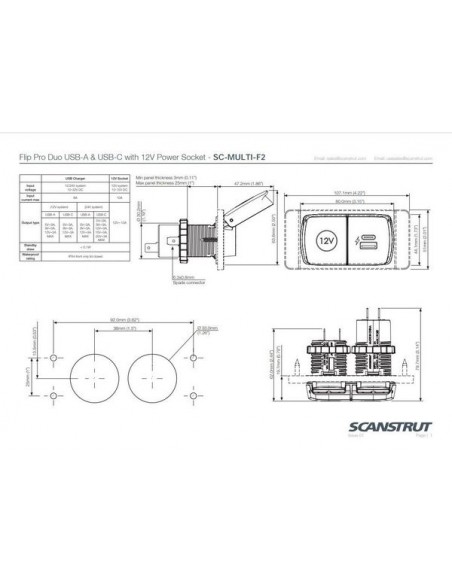 Flip Pro Duo USB-A en USB-C aansl. & 12V contactdoos