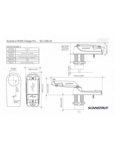 ROKK snellader pro IPX6 met USB-A & USB-C aansluiting