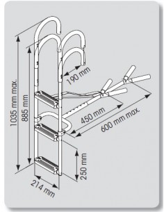 Boegladder 3 treden RVS 2