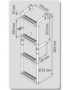 RVS zwemtrap voor smalle spiegel 90° bocht 2