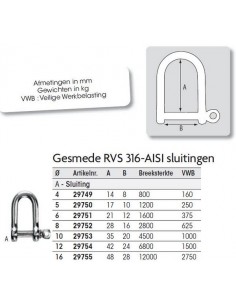 D-sluiting gesmede RVS 2