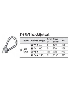 Karabijnhaak met kous RVS... 2