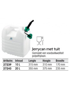 Jerrycan met tuit 10L of 20L 2