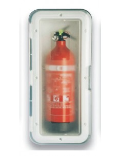 Brandblusserkast wit transp. deur 1 kg