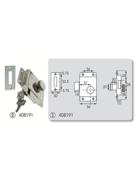 Slot verchroomd messing 98x58x15 mm